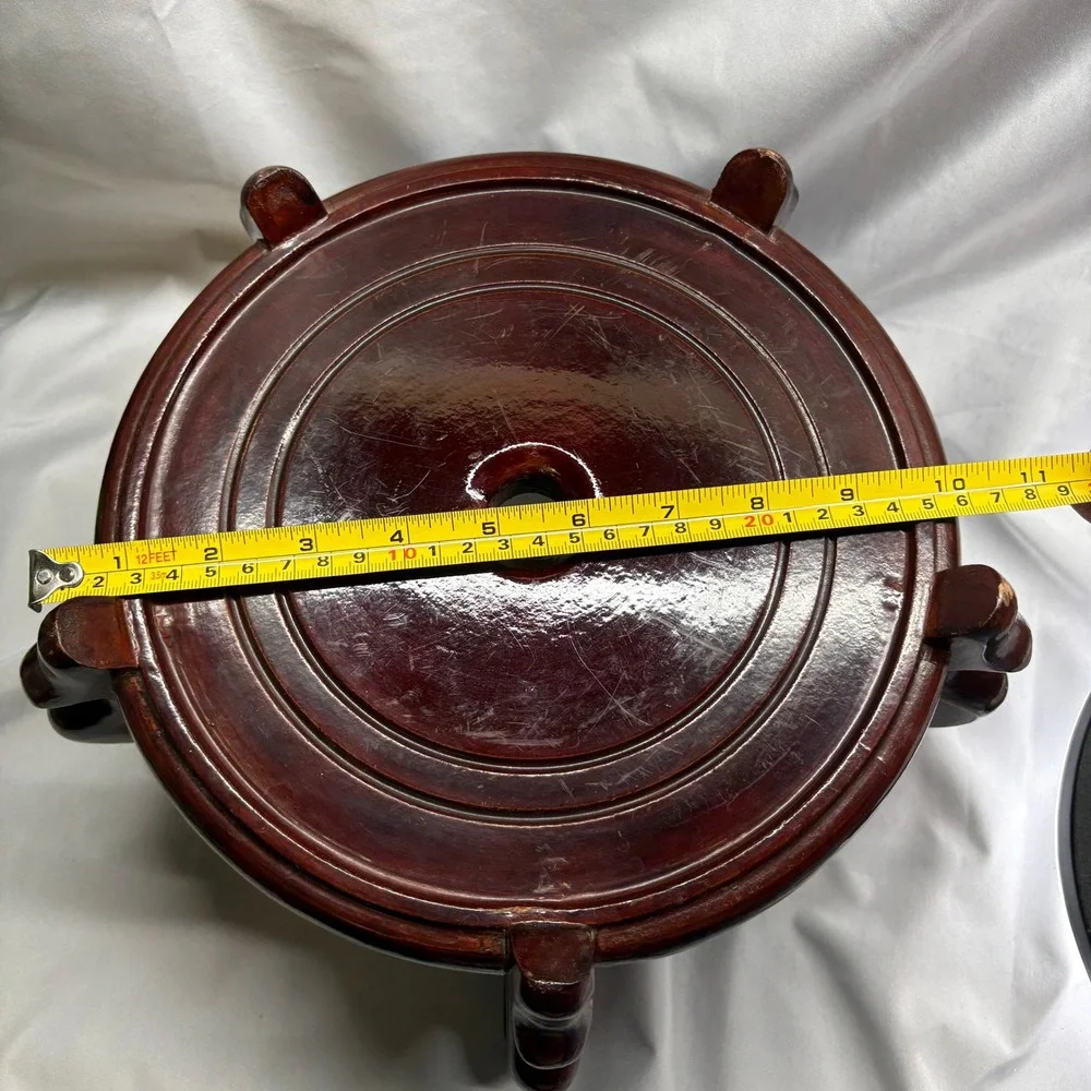 Rosewood Vase Stand Unisex Medium Dark Brown Good Carved 5-Leg Pedestal